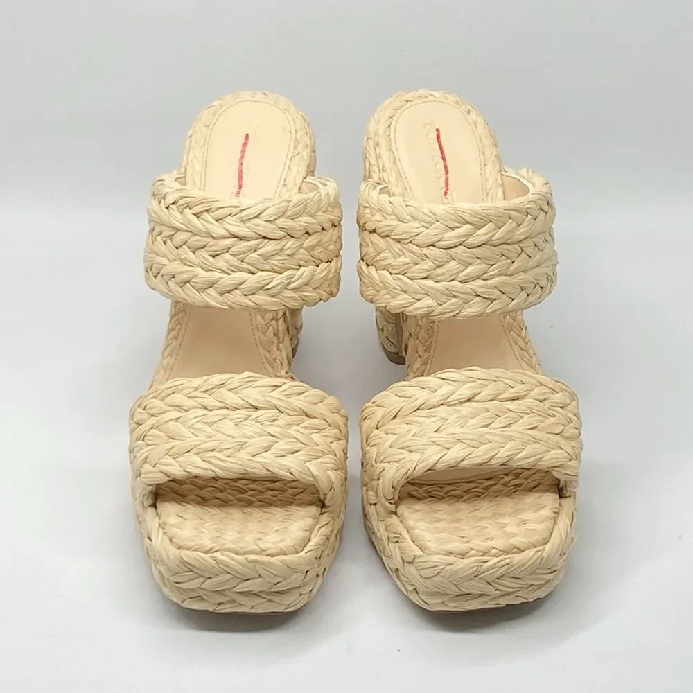 Bottega Veneta Trinity Weave Raffia Platform Sandals size 38